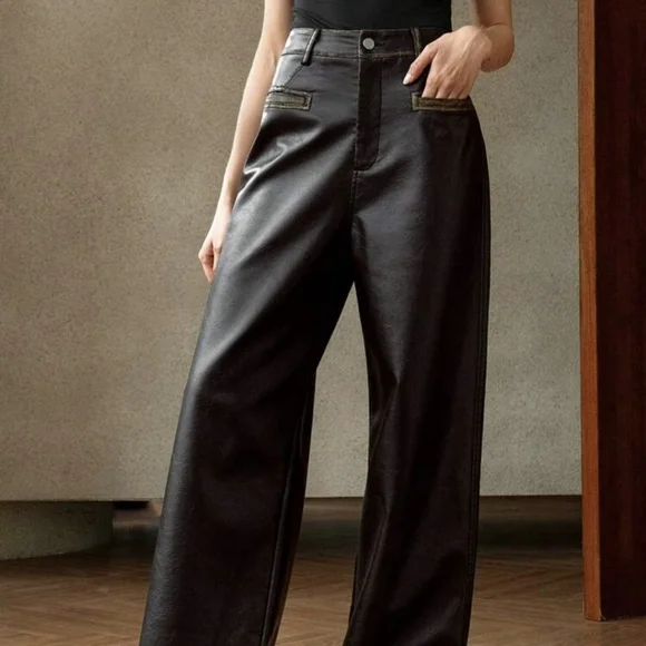 Anewsta Maillard Fashionable Vintage Washed-Out Women Long Pants US4 Chocolate - Picture 3 of 9